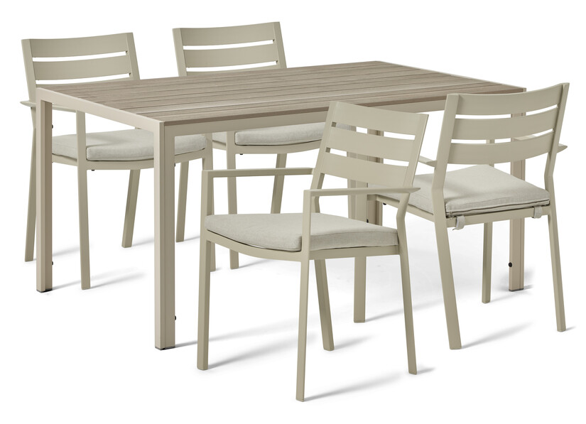 Village/Arrow - Utegrupp med bord och 4 karmstolar - Beige