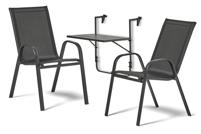 Piccolo/Callisto - Utegrupp med bord och 2 karmstolar - Svart