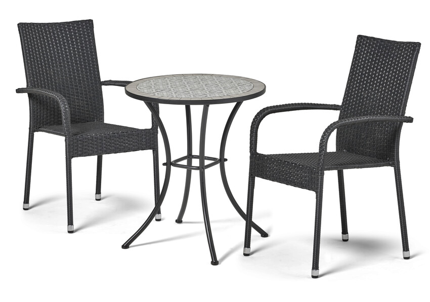 Arles/Village - Utegrupp med bord och 2 karmstolar - Svart