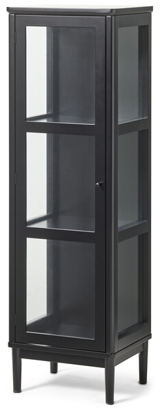 Tova - Vitrinskåp 1 dörr, 140x37x44 cm - Svart