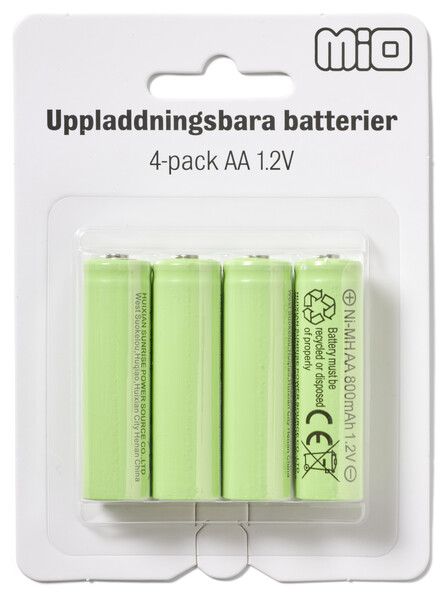 Reservbatteri AA till solcellslampor, 4-pack - Uppladdningsbart batteri 4 pack AA 1.2V 800mAh NIMH - Grön