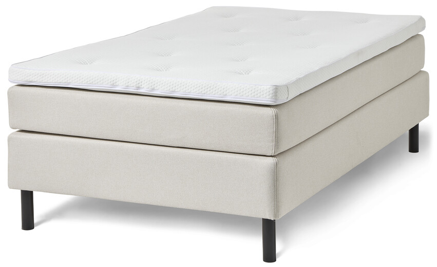 Dunö - Kontinentalsäng, enkelsäng med bäddmadrass och sängben - Beige