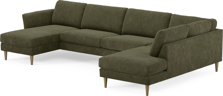 Bridge - 3-sits soffa med schäslong vänster och divan höger - Grön