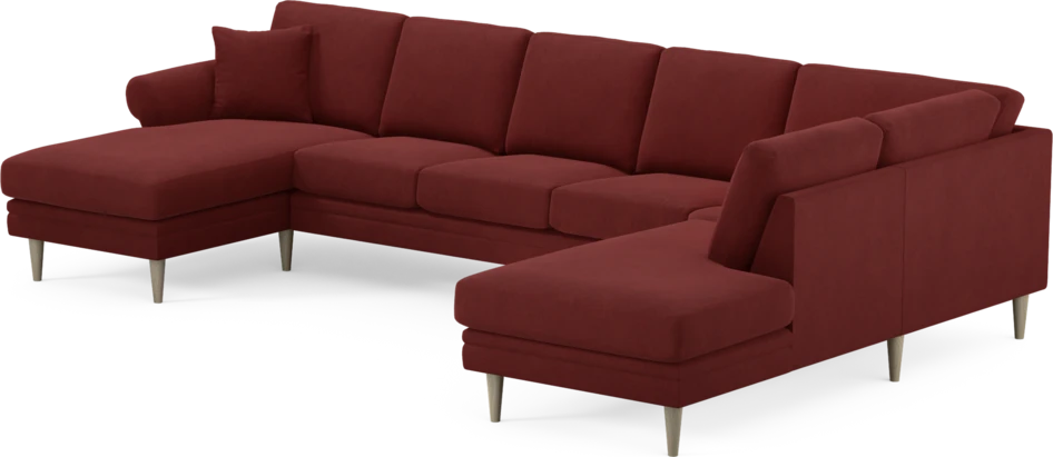 Eden - 3-sits soffa med schäslong vänster och divan höger - Röd