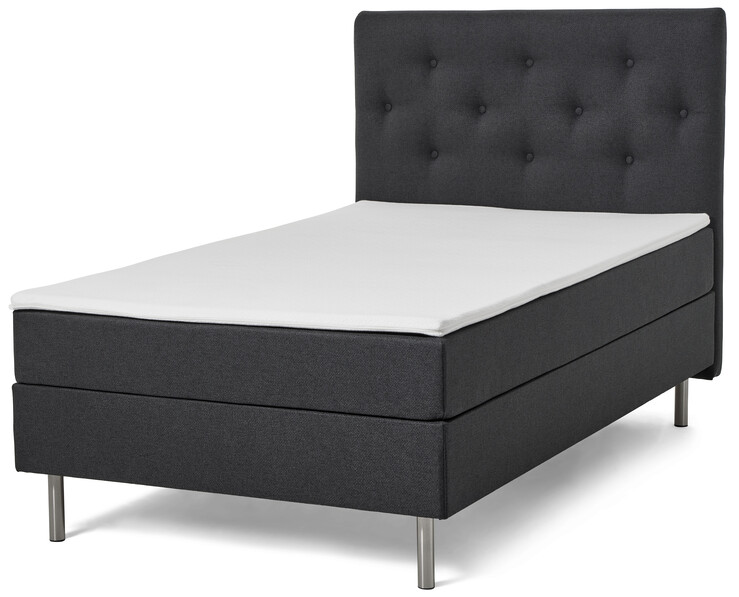 Ljusdal - Kontinentalsäng, enkelsäng med bäddmadrass och pikerad sänggavel - Svart