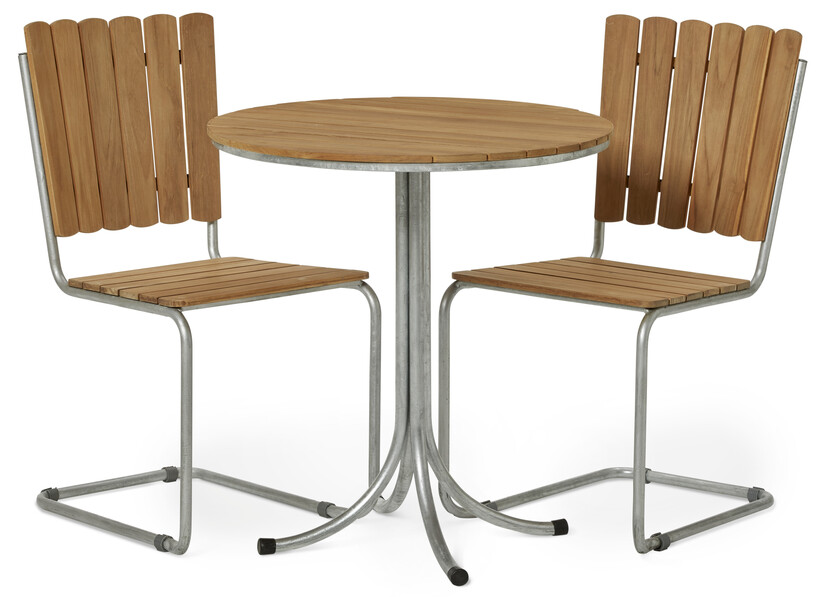 Mölle - Utegrupp med bord och 2 stolar - Brun