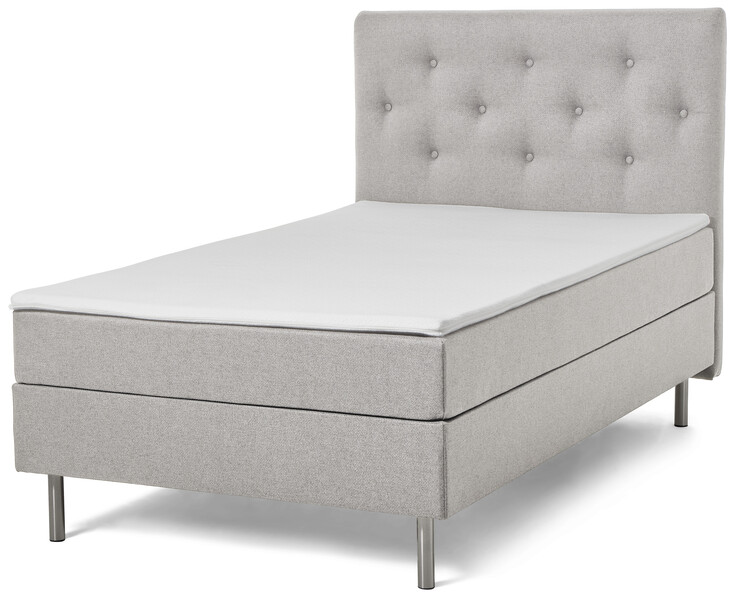 Ljusdal - Kontinentalsäng, enkelsäng med bäddmadrass och pikerad sänggavel - Grå