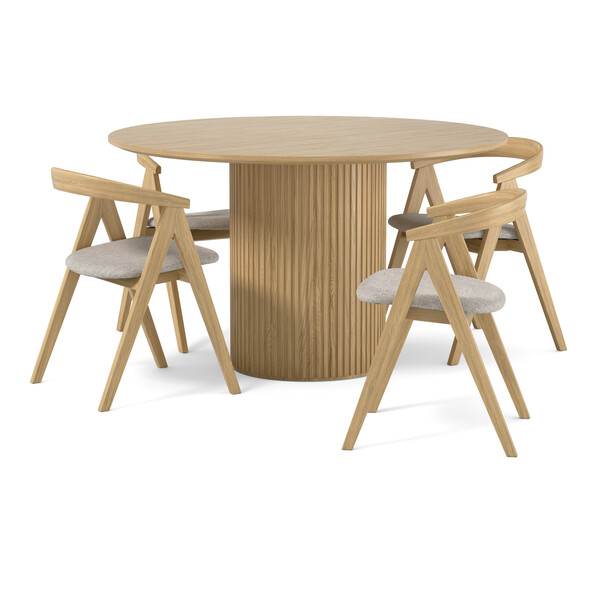 Astrid - Matgrupp med 4 stolar Arvid - Beige