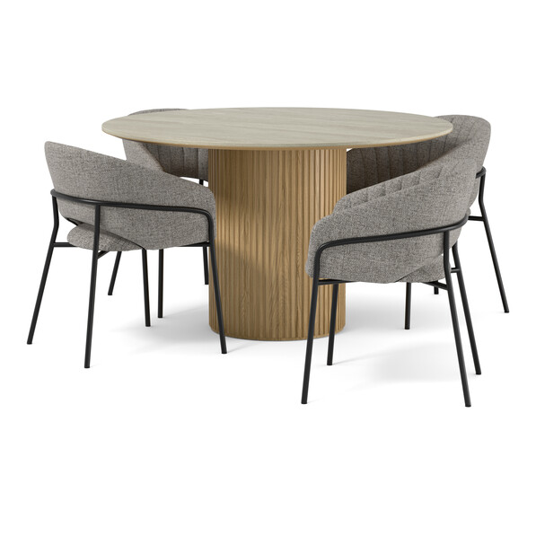 Astrid - Matgrupp med 4 karmstolar Selina - Grå