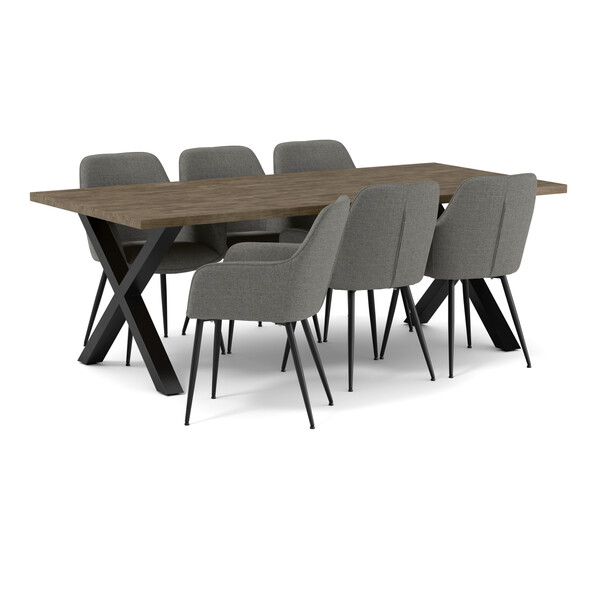 Eastwood - Matgrupp med 6 karmstolar Milla - Brun