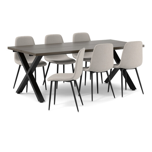 Veneto - Matgrupp med 6 stolar Tracy - Brun