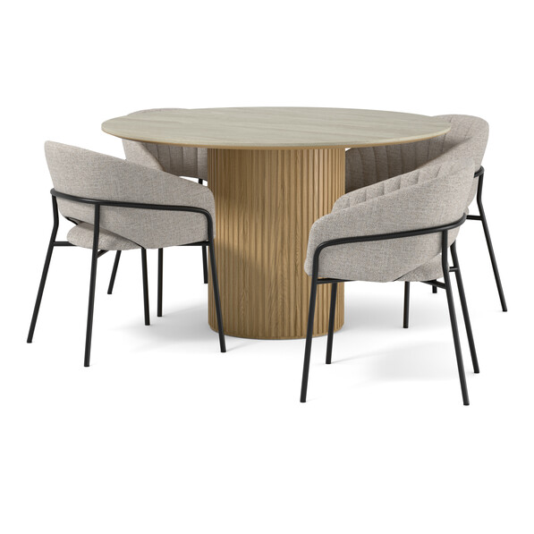 Astrid - Matgrupp med 4 karmstolar Selina - Brun