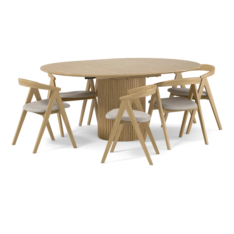 Astrid - Matgrupp med 6 stolar Arvid - Beige