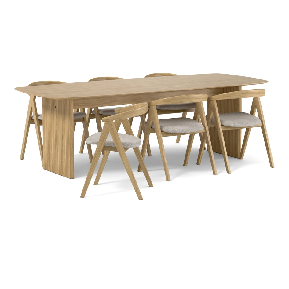 Ines - Matgrupp med 6 stolar Arvid - Beige