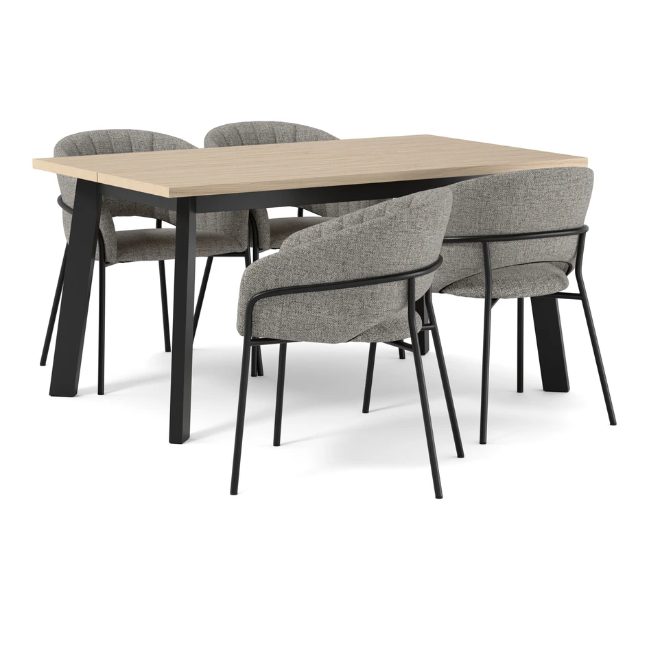 Nomad - Matgrupp med 4 karmstolar Selina - Brun
