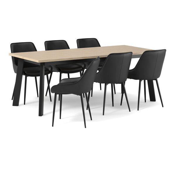 Nomad - Matgrupp med 6 stolar Leon - Svart