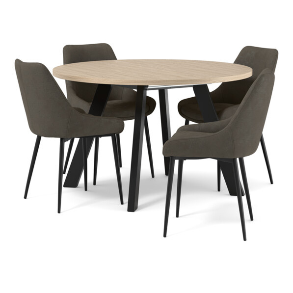 Nomad - Matgrupp med 4 stolar Leon - Brun