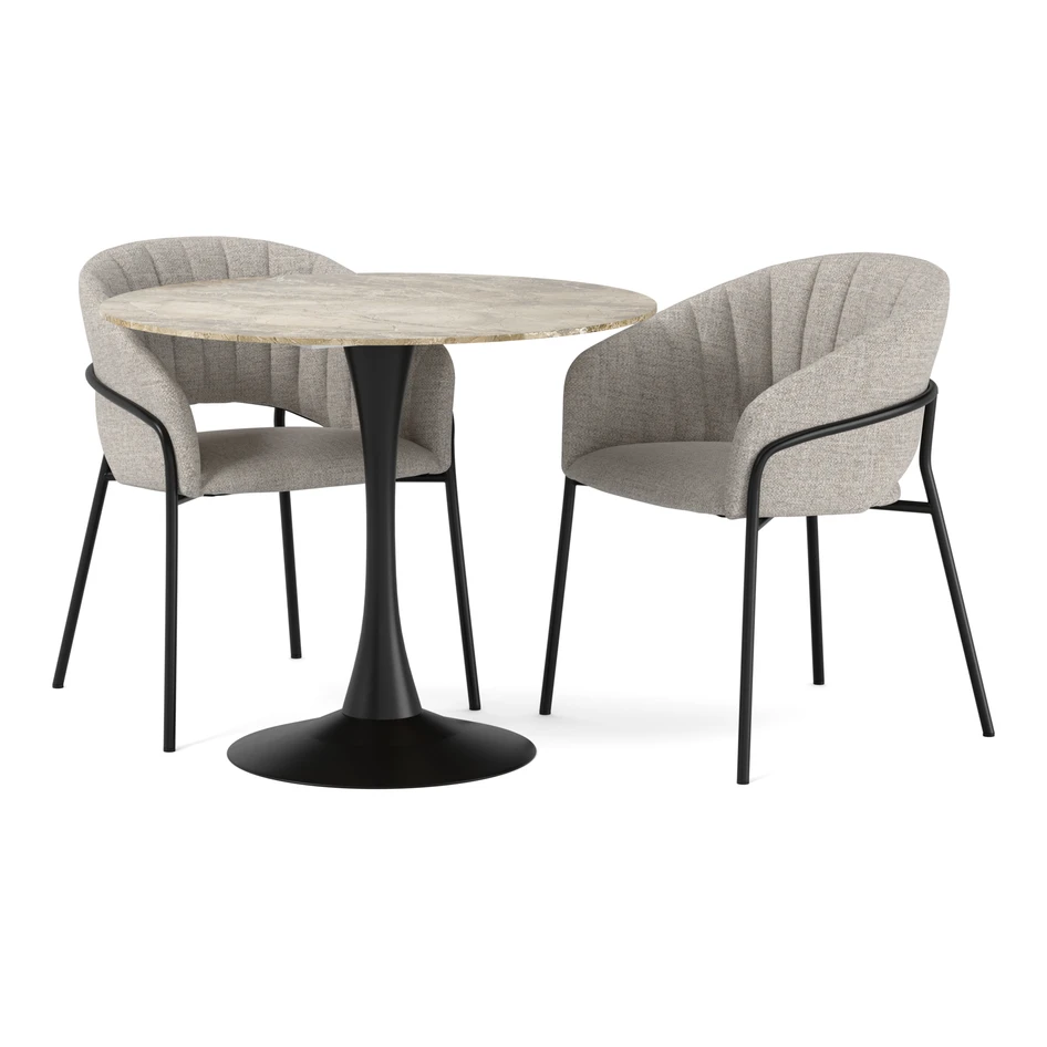 Kali - Matgrupp med 2 karmstolar Selina - Beige