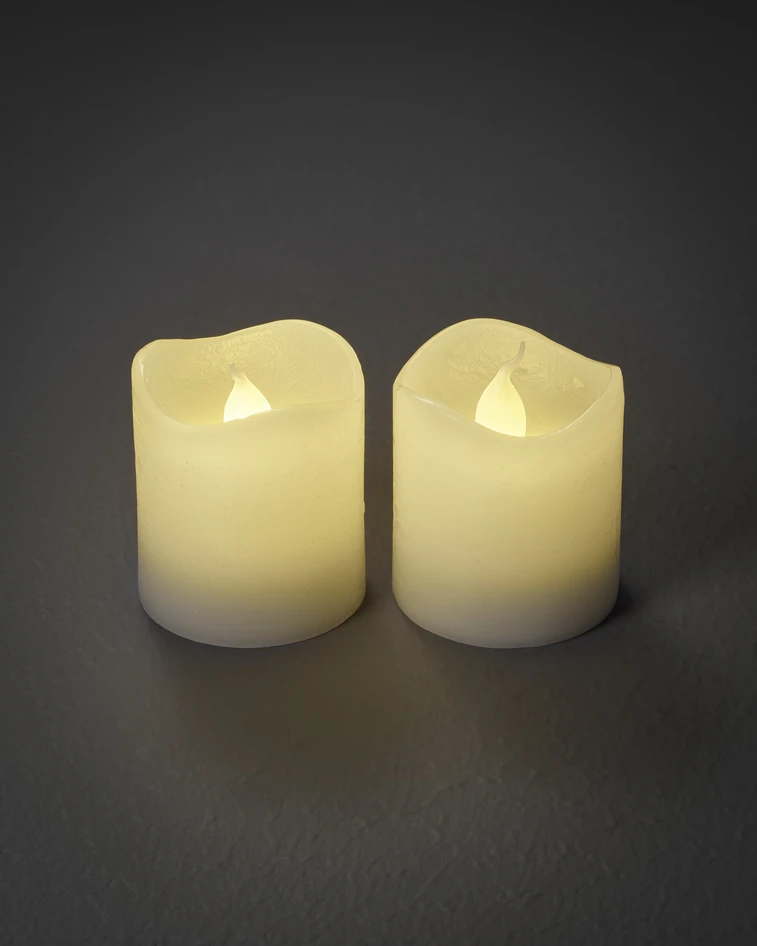Lumi - LED-ljus, 2-pack, H 5 Ø 4,5 cm, timer - Vit