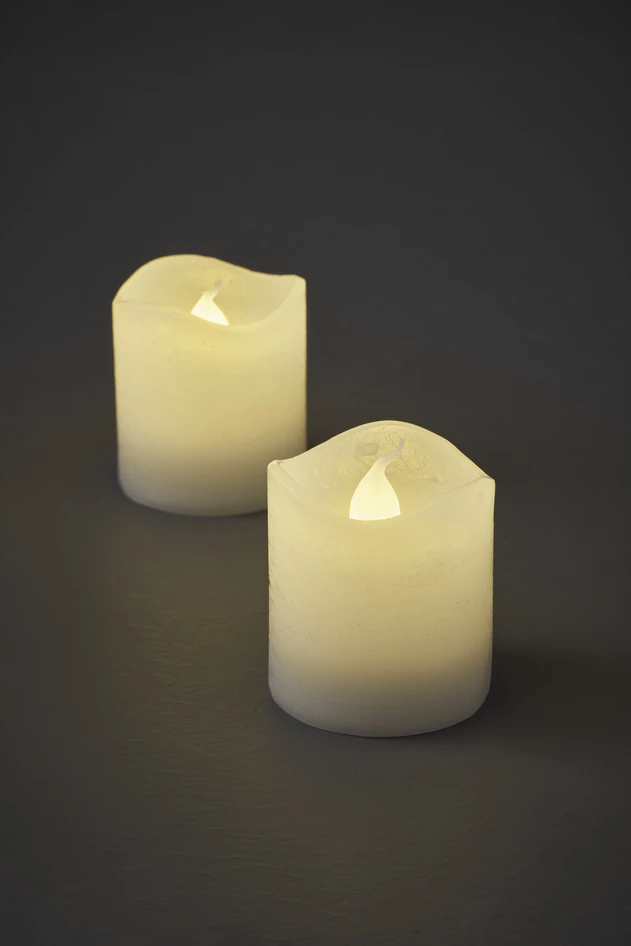 Lumi - LED-ljus, 2-pack, H 5 Ø 4,5 cm, timer - Vit