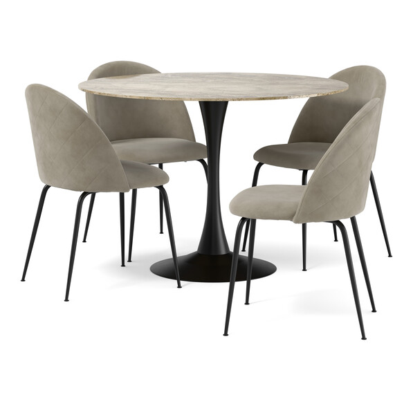 Kali - Matgrupp med 4 stolar Kiwi - Beige