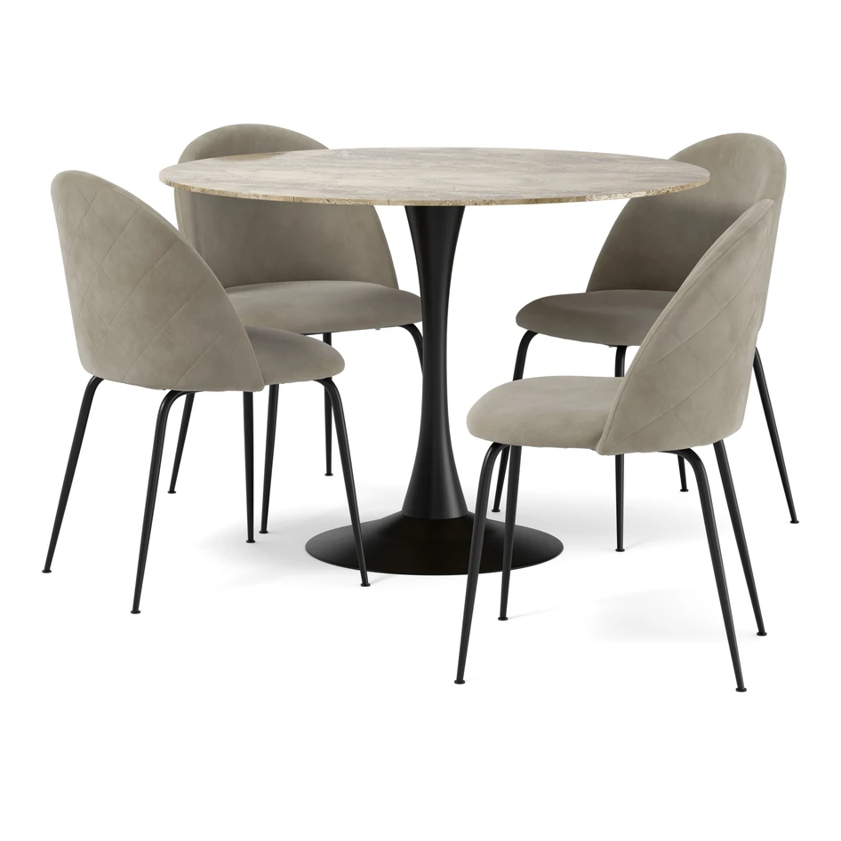 Kali - Matgrupp med 4 stolar Kiwi - Beige