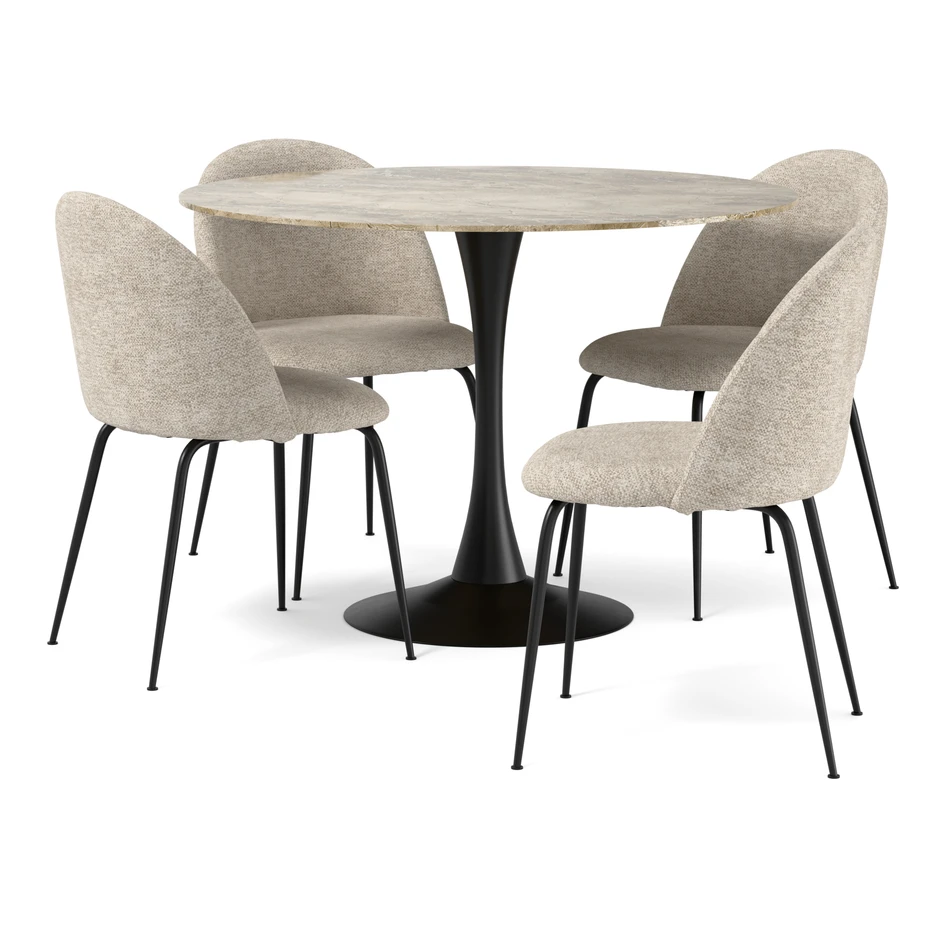 Kali - Matgrupp med 4 stolar Kiwi - Beige