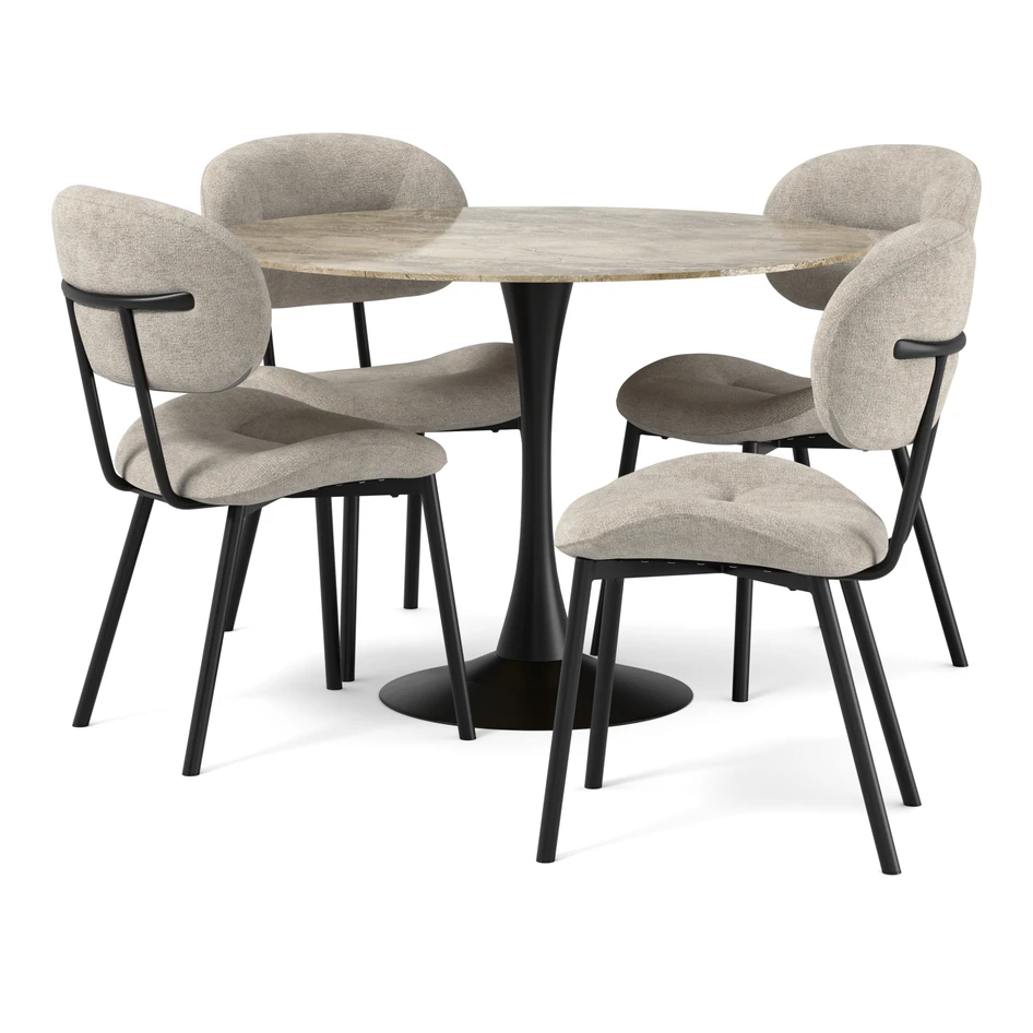 Kali - Matgrupp med 4 stolar Carol - Beige