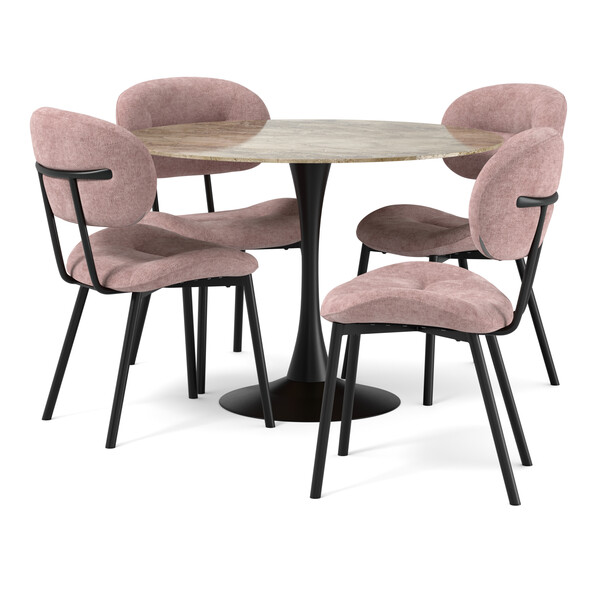 Kali - Matgrupp med 4 stolar Carol - Rosa