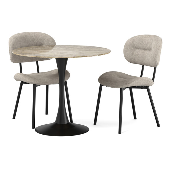 Kali - Matgrupp med 2 stolar Carol - Beige