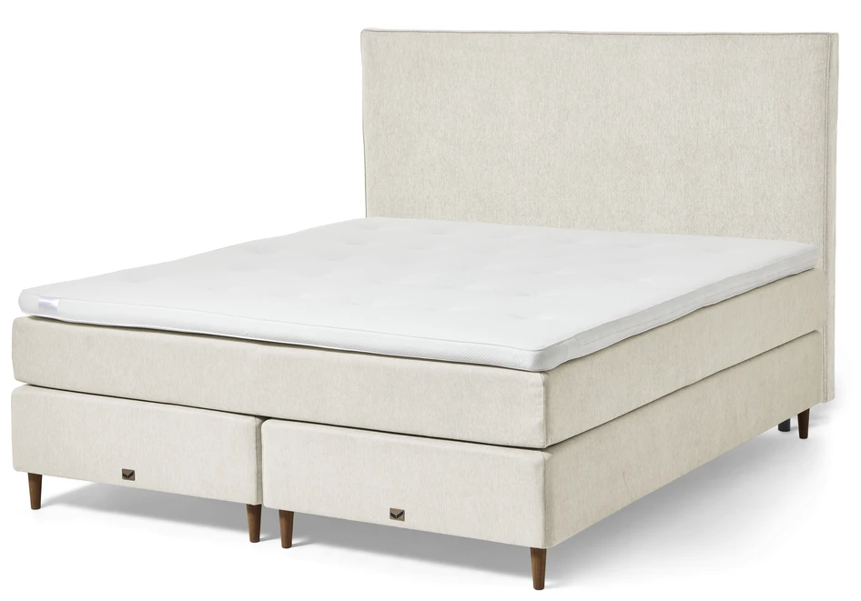 Active - Kontinentalsäng, dubbelsäng med bäddmadrass och slät sänggavel - Beige