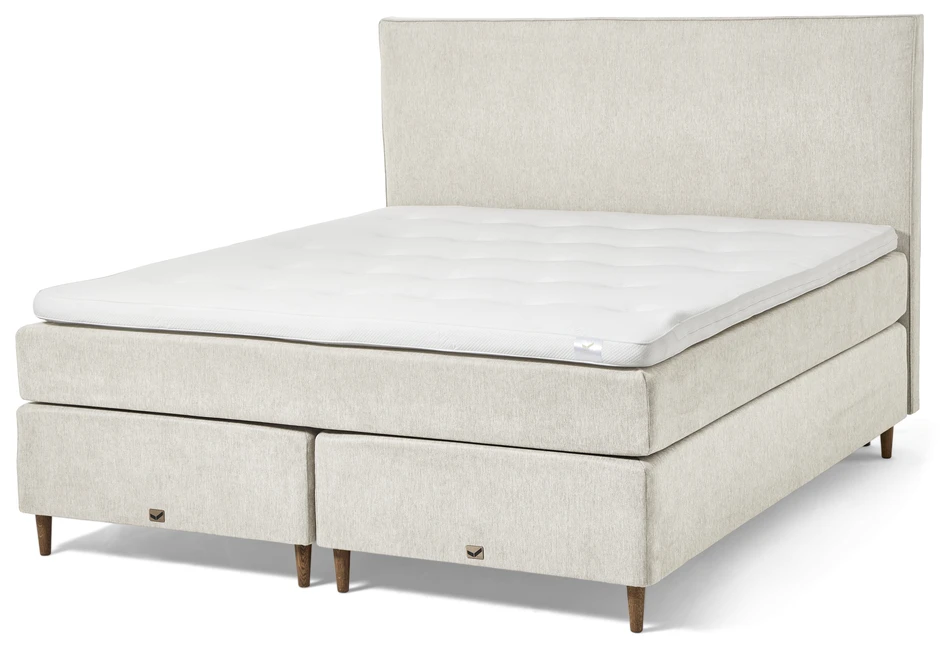Active Comfort - Kontinentalsäng, dubbelsäng med bäddmadrass och slät sänggavel - Beige