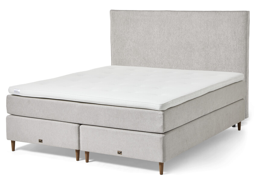 Active - Kontinentalsäng, dubbelsäng med bäddmadrass och slät sänggavel - Grå