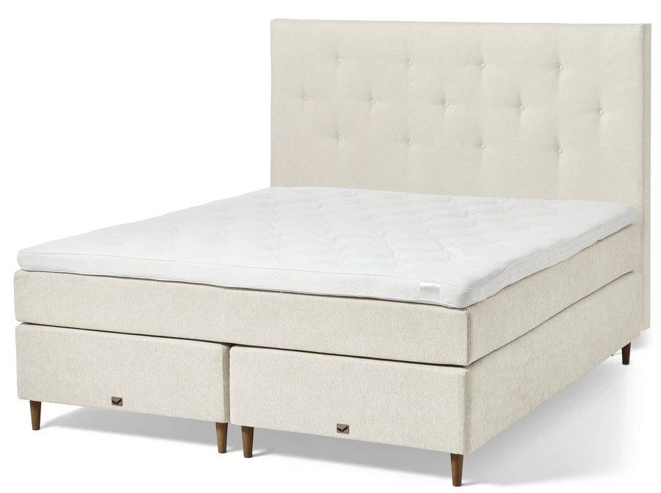 Active Exclusive - Kontinentalsäng, dubbelsäng med bäddmadrass och pikerad sänggavel - Beige