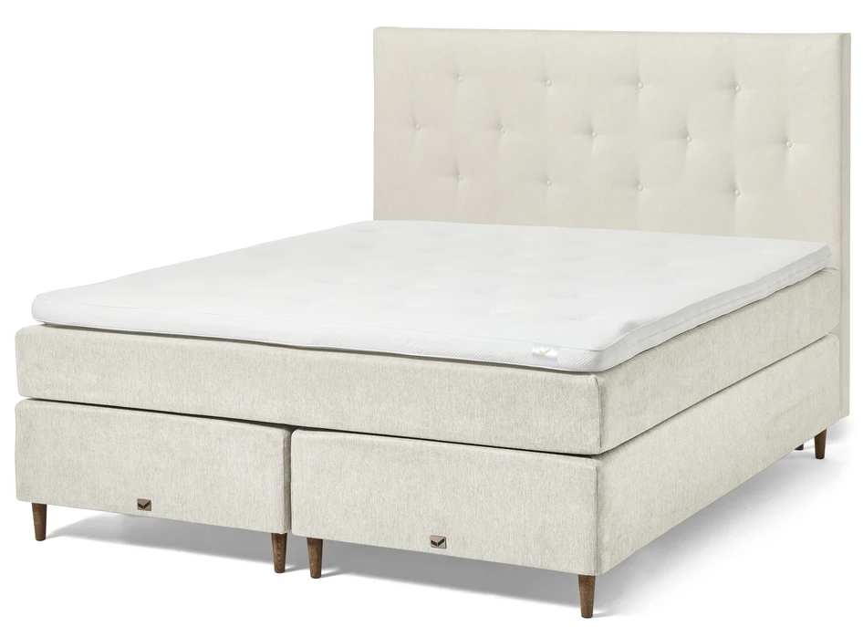 Active Comfort - Kontinentalsäng, dubbelsäng med bäddmadrass och pikerad sänggavel - Beige