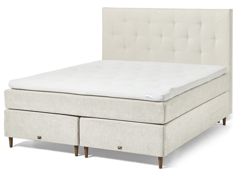 Active Comfort - Kontinentalsäng, dubbelsäng med bäddmadrass och pikerad sänggavel - Beige