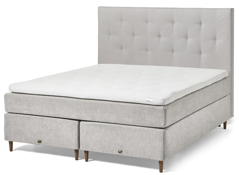 Active Comfort - Kontinentalsäng, dubbelsäng med bäddmadrass och pikerad sänggavel - Grå