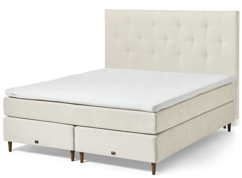 Active - Kontinentalsäng, dubbelsäng med bäddmadrass och pikerad sänggavel - Beige
