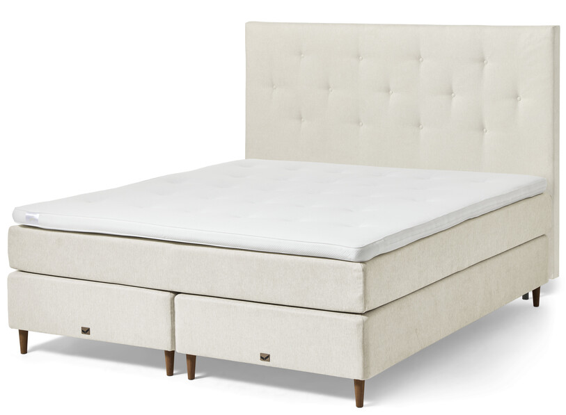 Active - Kontinentalsäng, dubbelsäng med bäddmadrass och pikerad sänggavel - Beige