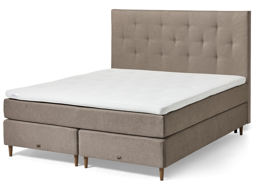 Active - Kontinentalsäng, dubbelsäng med bäddmadrass och pikerad sänggavel - Brun