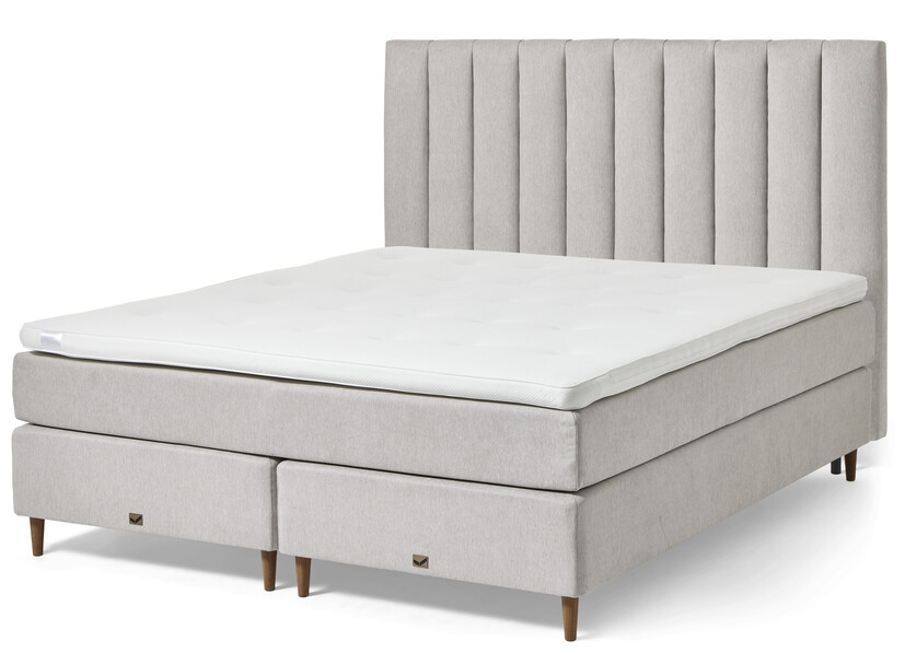 Active - Kontinentalsäng, dubbelsäng med bäddmadrass och välvd sänggavel - Grå