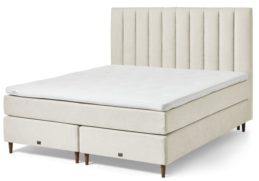 Active - Kontinentalsäng, dubbelsäng med bäddmadrass och välvd sänggavel - Beige