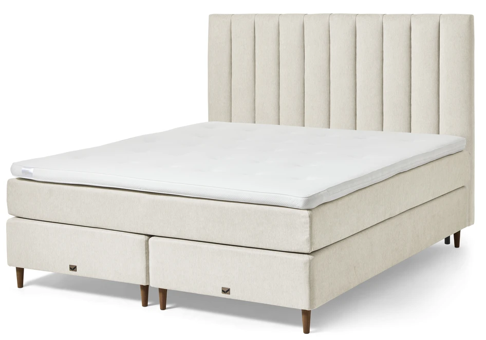 Active - Kontinentalsäng, dubbelsäng med bäddmadrass och välvd sänggavel - Beige