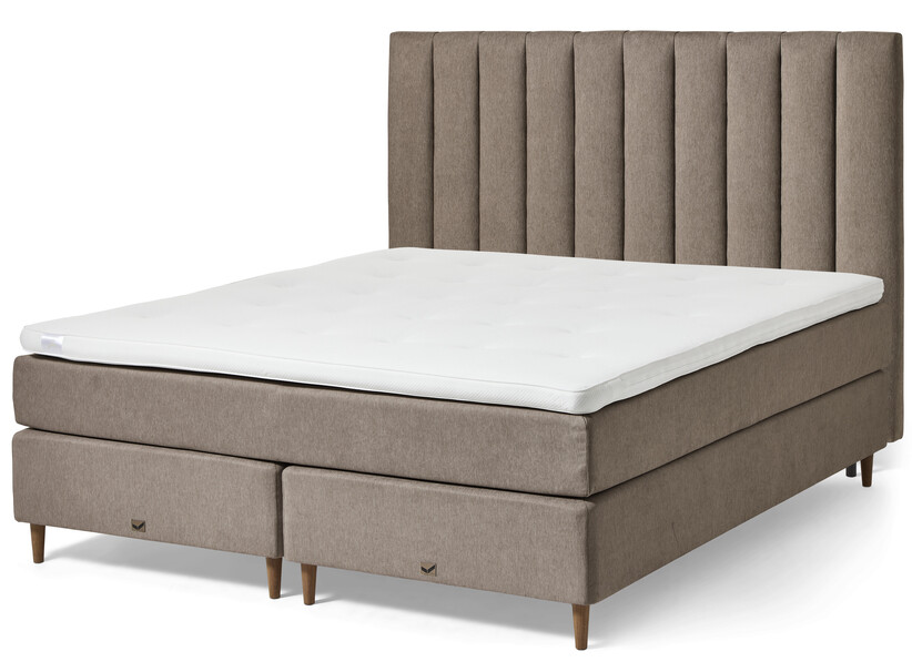 Active - Kontinentalsäng, dubbelsäng med bäddmadrass och välvd sänggavel - Brun