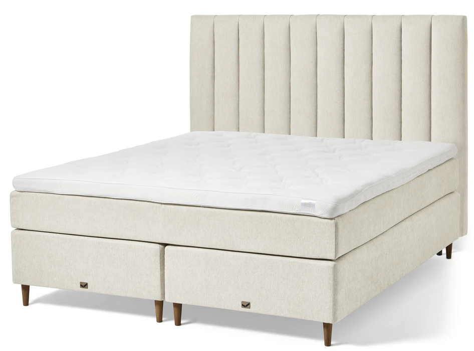 Active Exclusive - Kontinentalsäng, dubbelsäng med bäddmadrass och välvd sänggavel - Beige