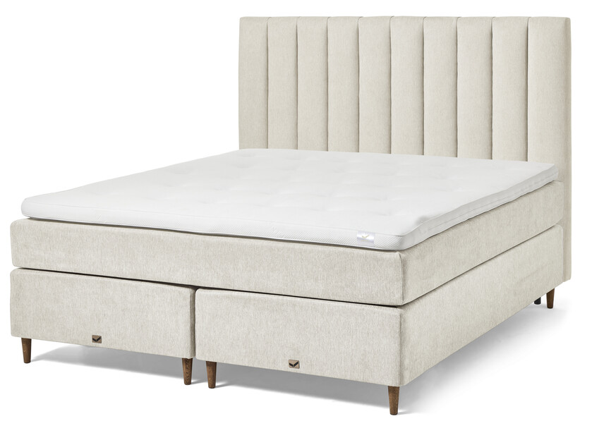 Active Comfort - Kontinentalsäng, dubbelsäng med bäddmadrass och välvd sänggavel - Beige