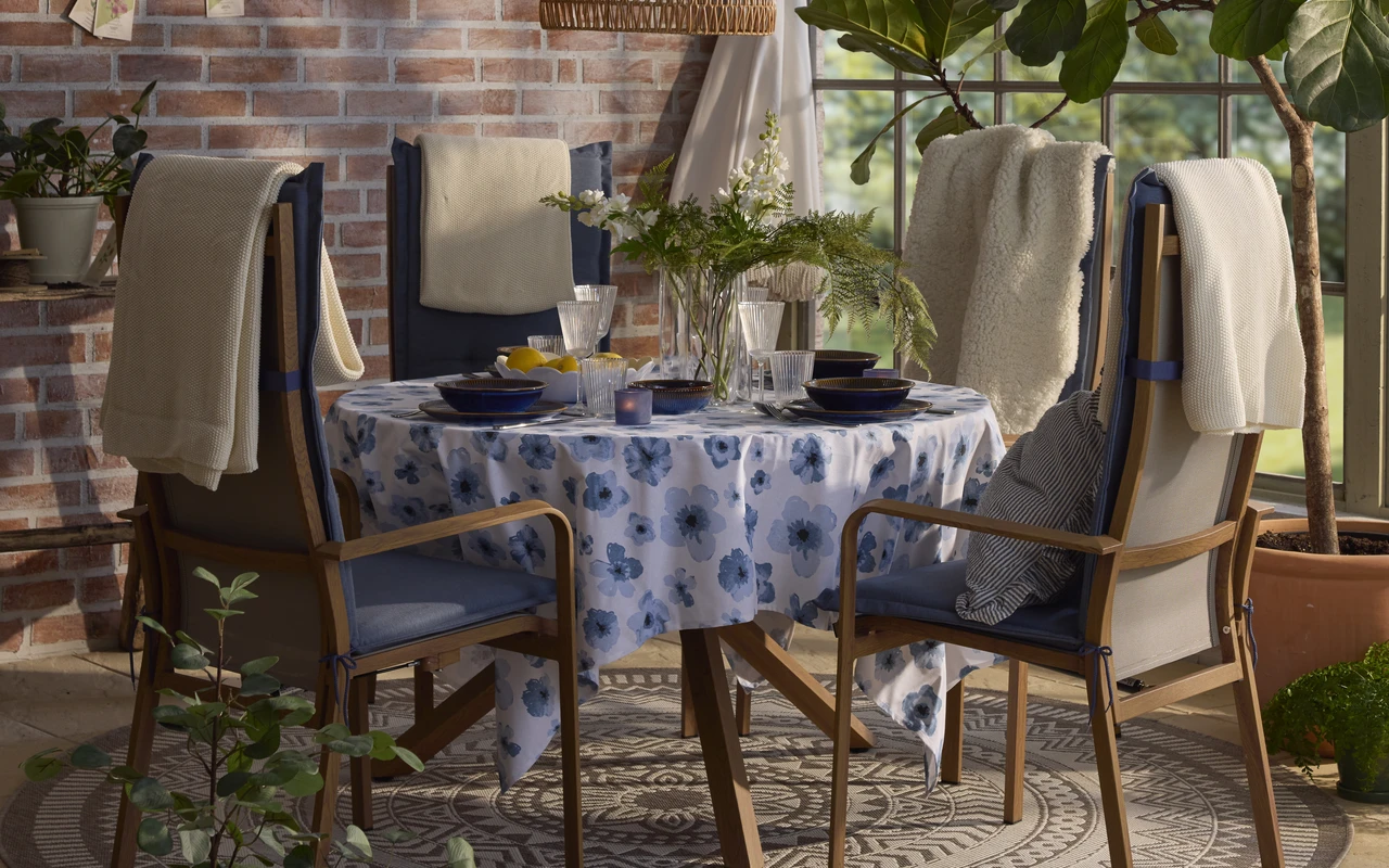 Enerum - Flatvävd matta, inom-/utomhus, Ø 160 cm - inspiration