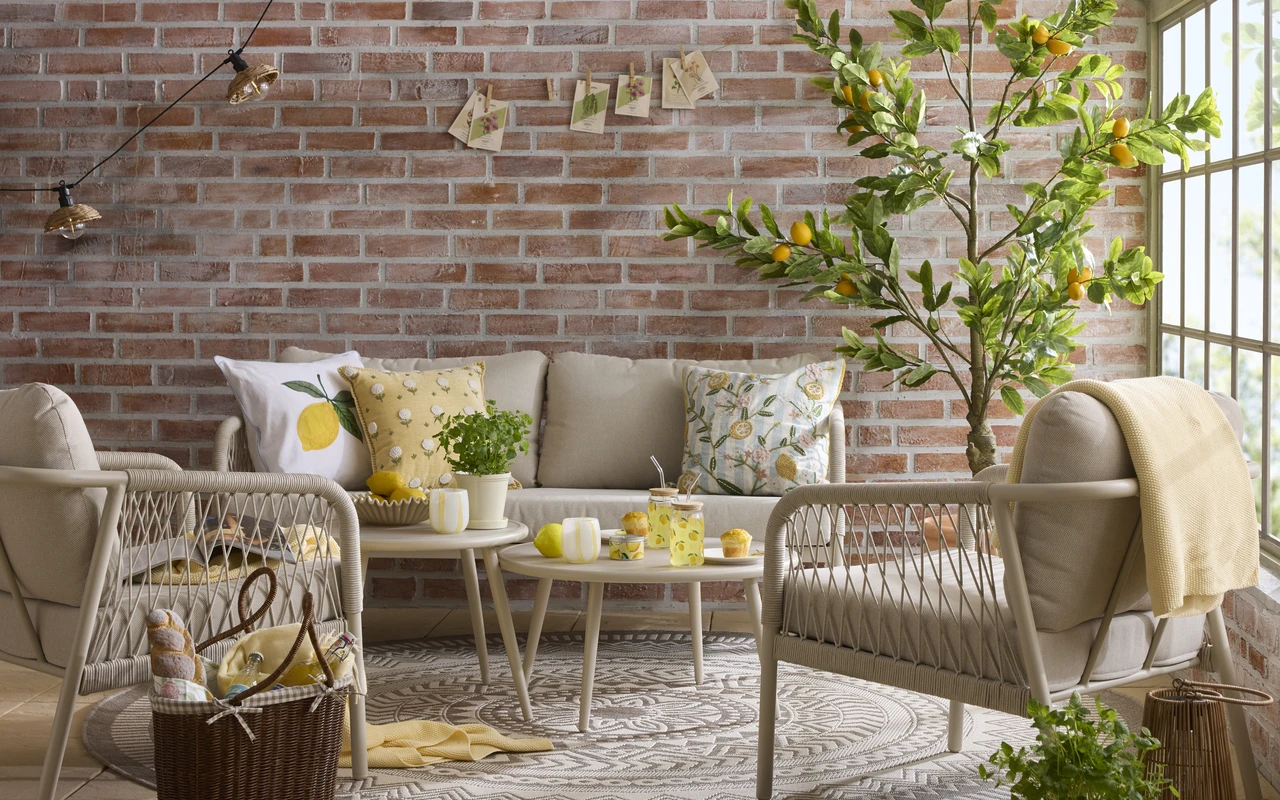 Enerum - Flatvävd matta, inom-/utomhus, Ø 160 cm - inspiration