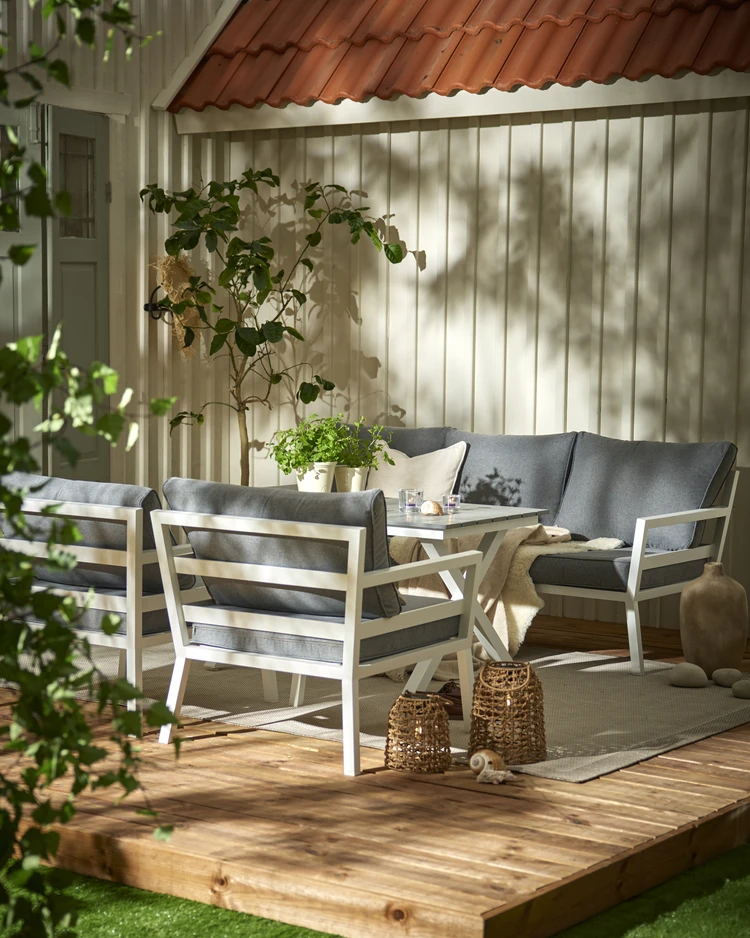 Maxime - Utegrupp med soffa, 2 fåtöljer och bord - inspiration