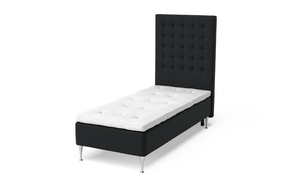 Sense Delux - Ramsäng, enkelsäng med bäddmadrass Sleep Delux vit - Svart